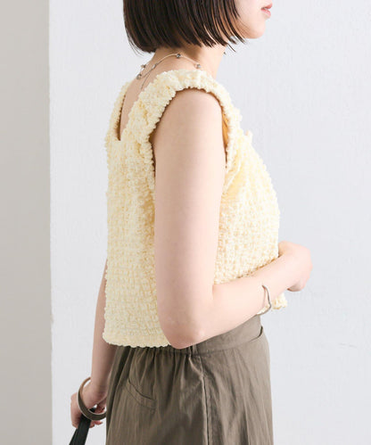 mystic 抽褶方領短款背心