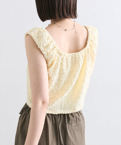 mystic 抽褶方領短款背心