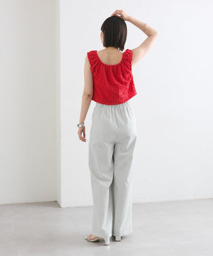 mystic 抽褶方領短款背心