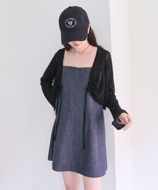 牛仔迷你揹帶裙