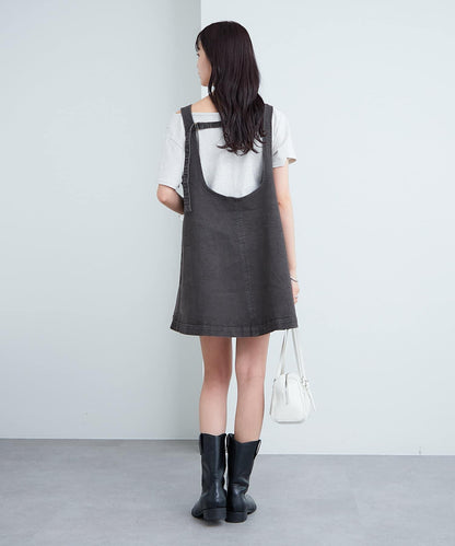 牛仔迷你揹帶裙