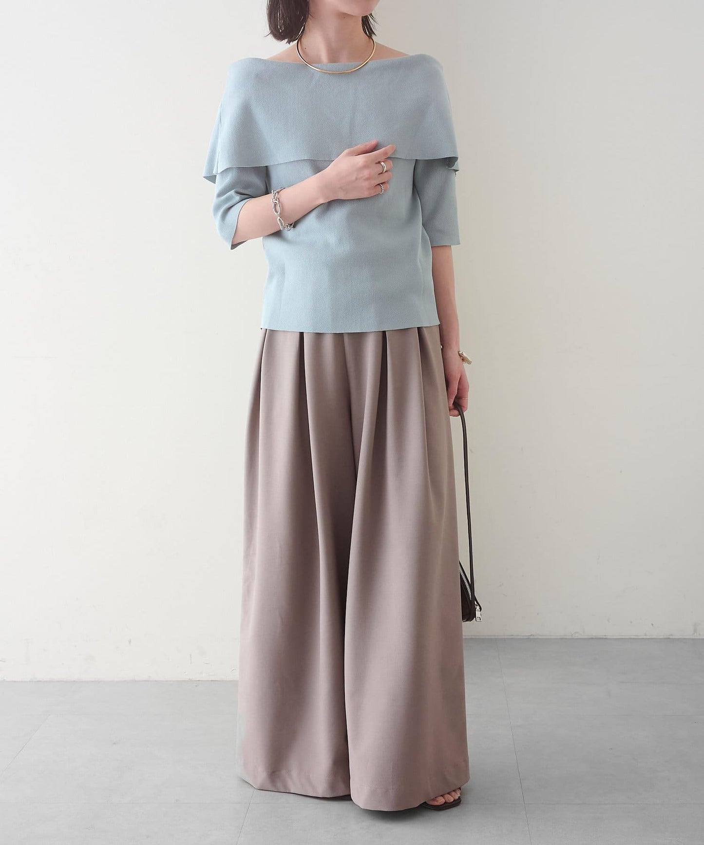 Omekashi 雙褶設計 休閒褲