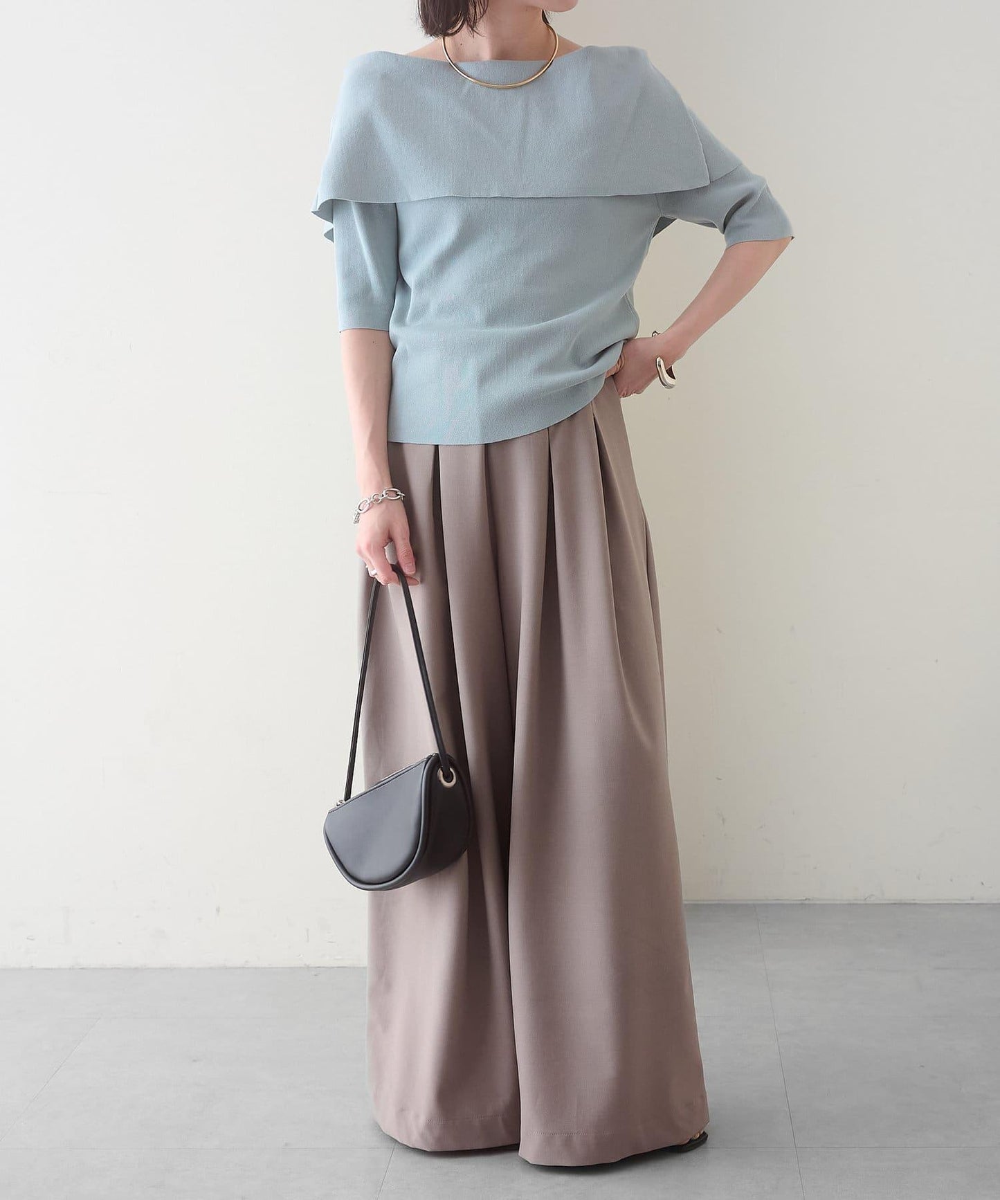 Omekashi 雙褶設計 休閒褲