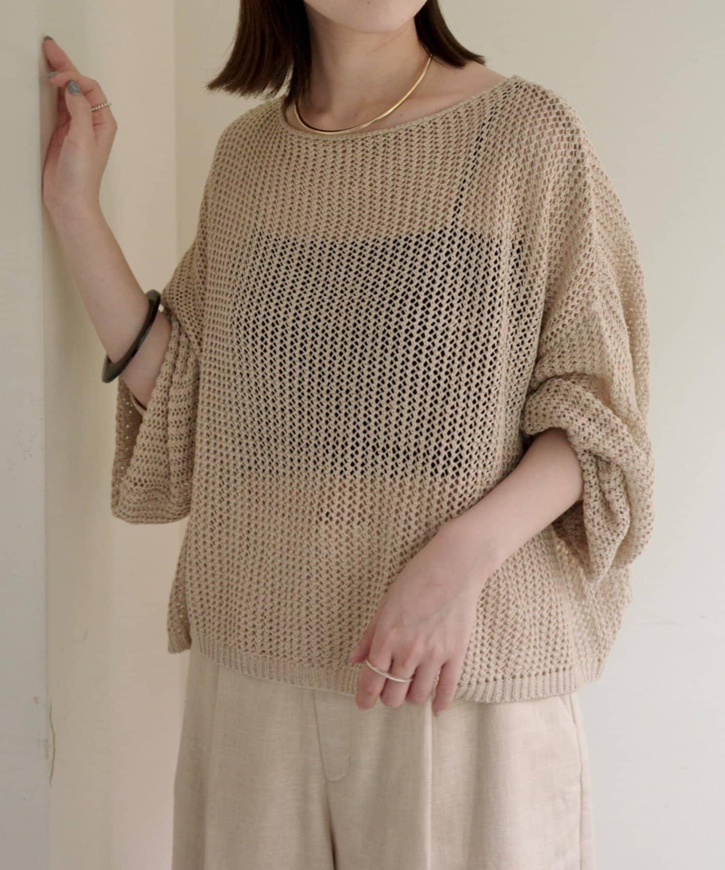 Omekashi 網眼寬鬆針織套頭衫