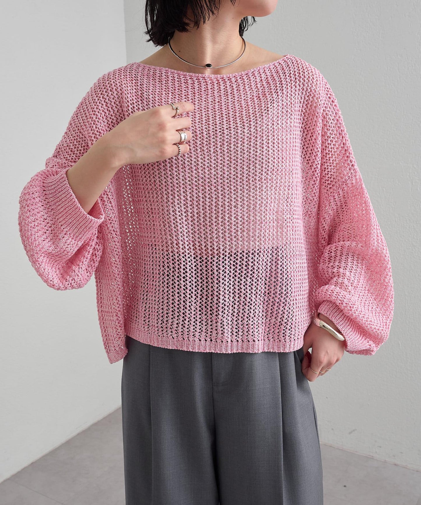 Omekashi 網眼寬鬆針織套頭衫