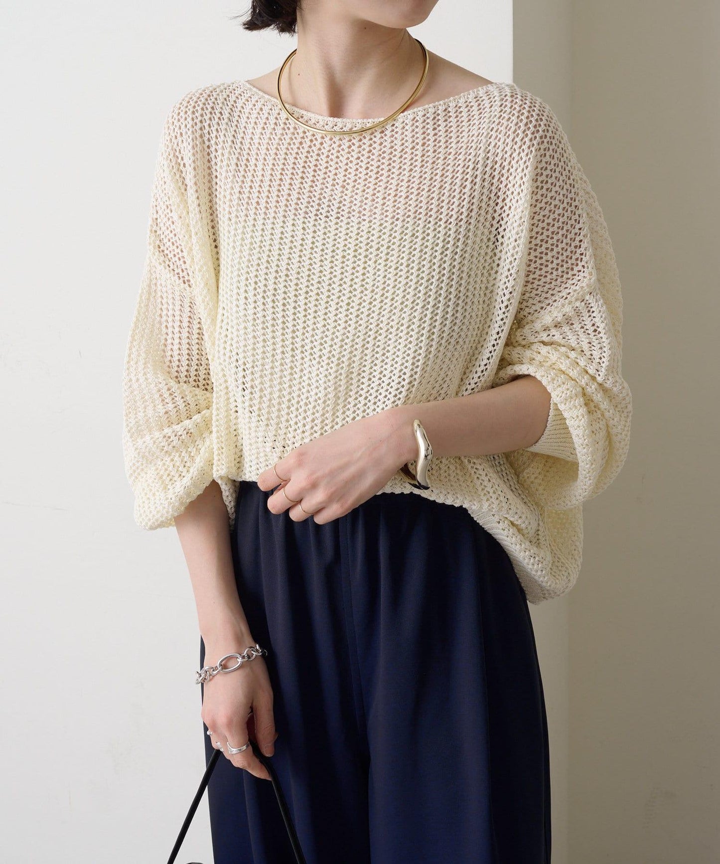 Omekashi 網眼寬鬆針織套頭衫