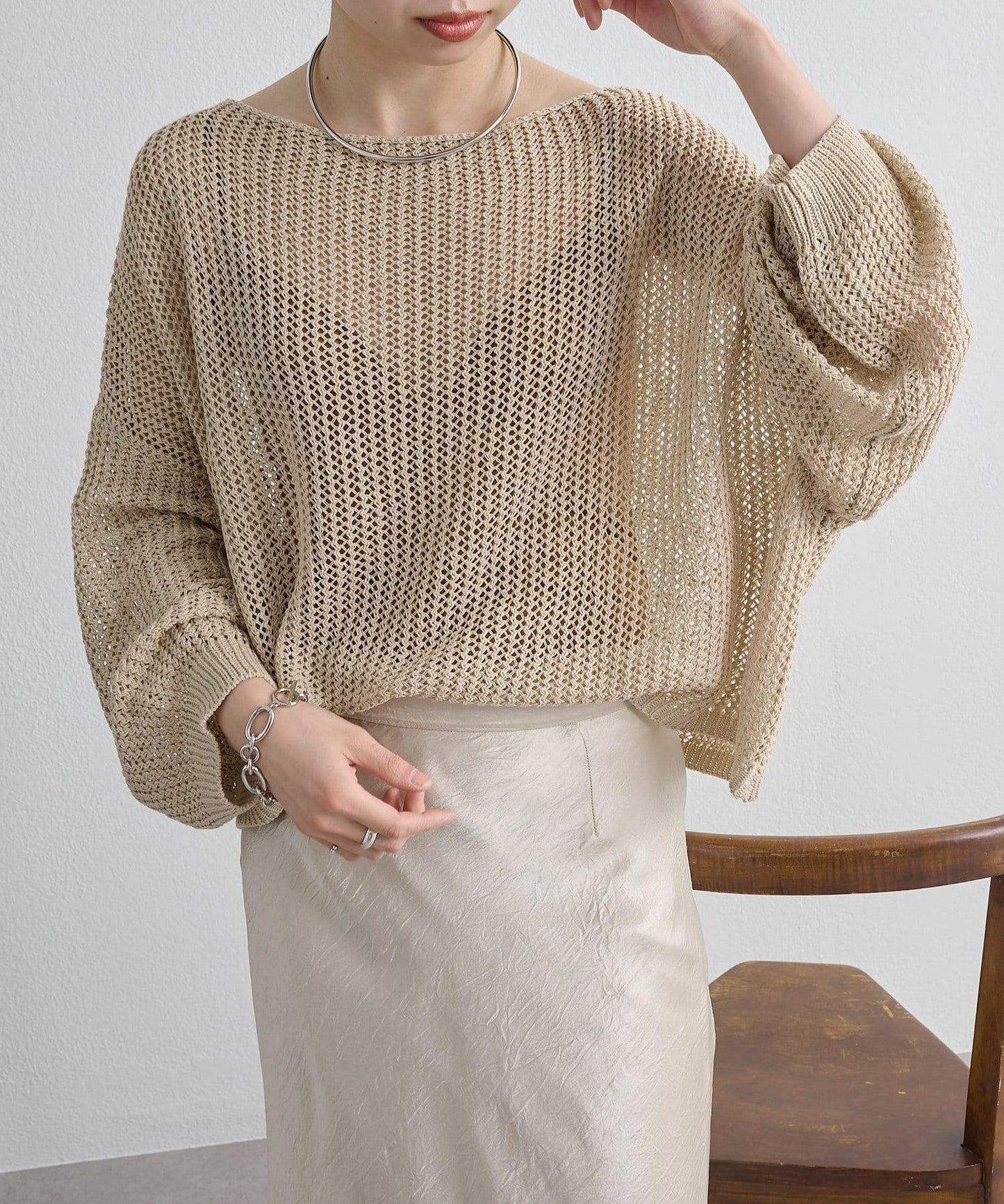Omekashi 網眼寬鬆針織套頭衫