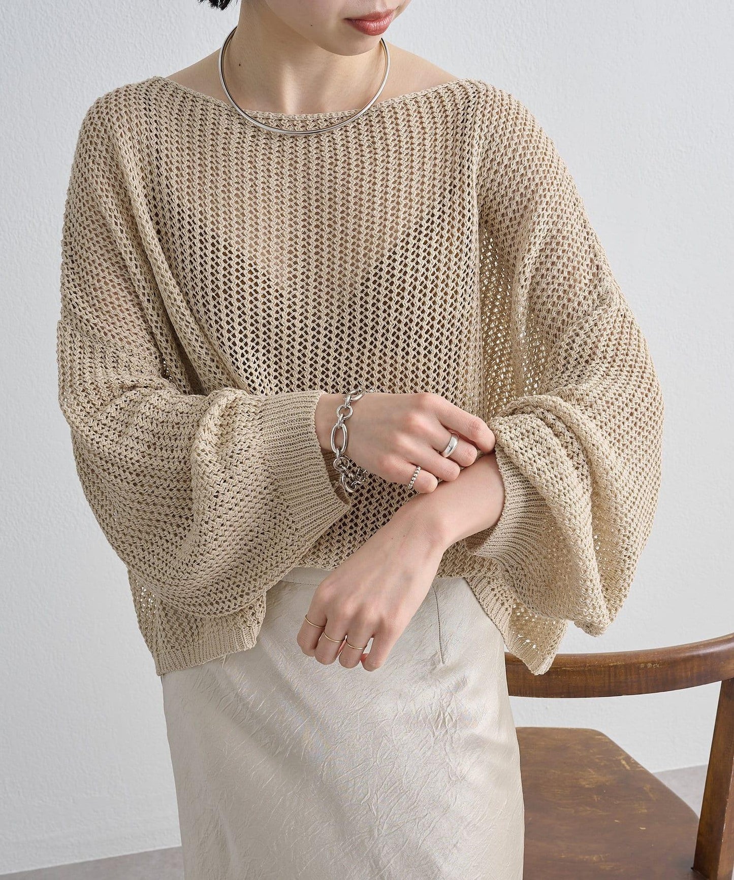 Omekashi 網眼寬鬆針織套頭衫