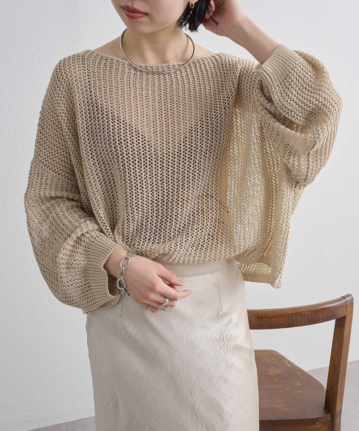 Omekashi 網眼寬鬆針織套頭衫