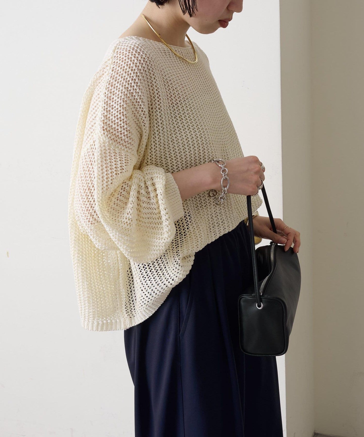 Omekashi 網眼寬鬆針織套頭衫