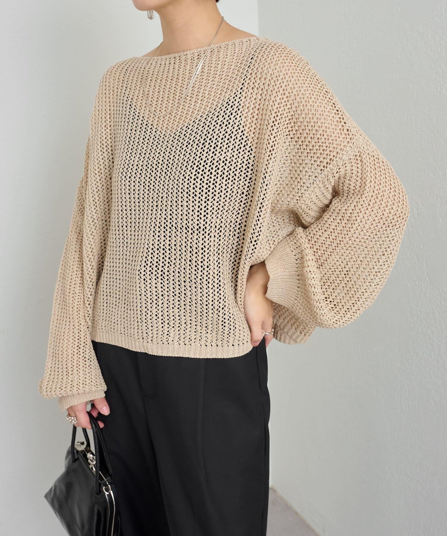 Omekashi 網眼寬鬆針織套頭衫