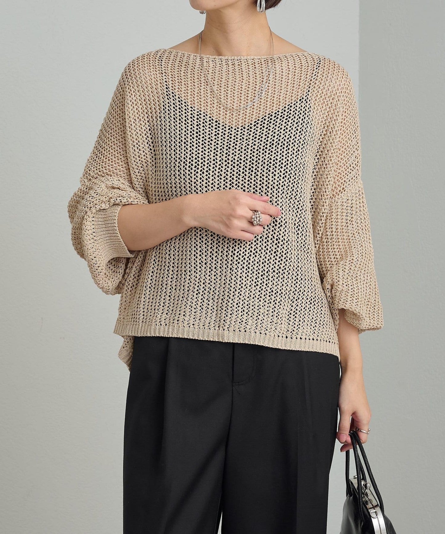 Omekashi 網眼寬鬆針織套頭衫