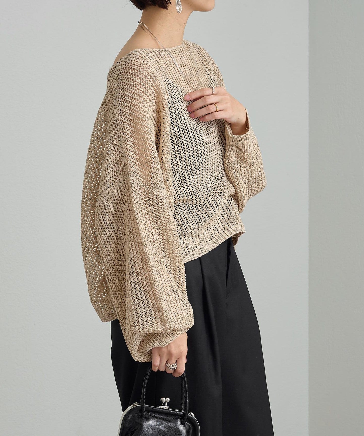 Omekashi 網眼寬鬆針織套頭衫