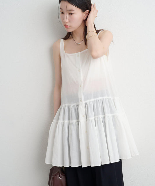 無袖層疊設計長版上衣