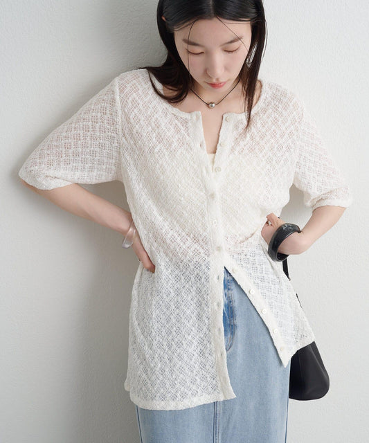 Omekashi 蕾絲彈力 2WAY 設計 開衫
