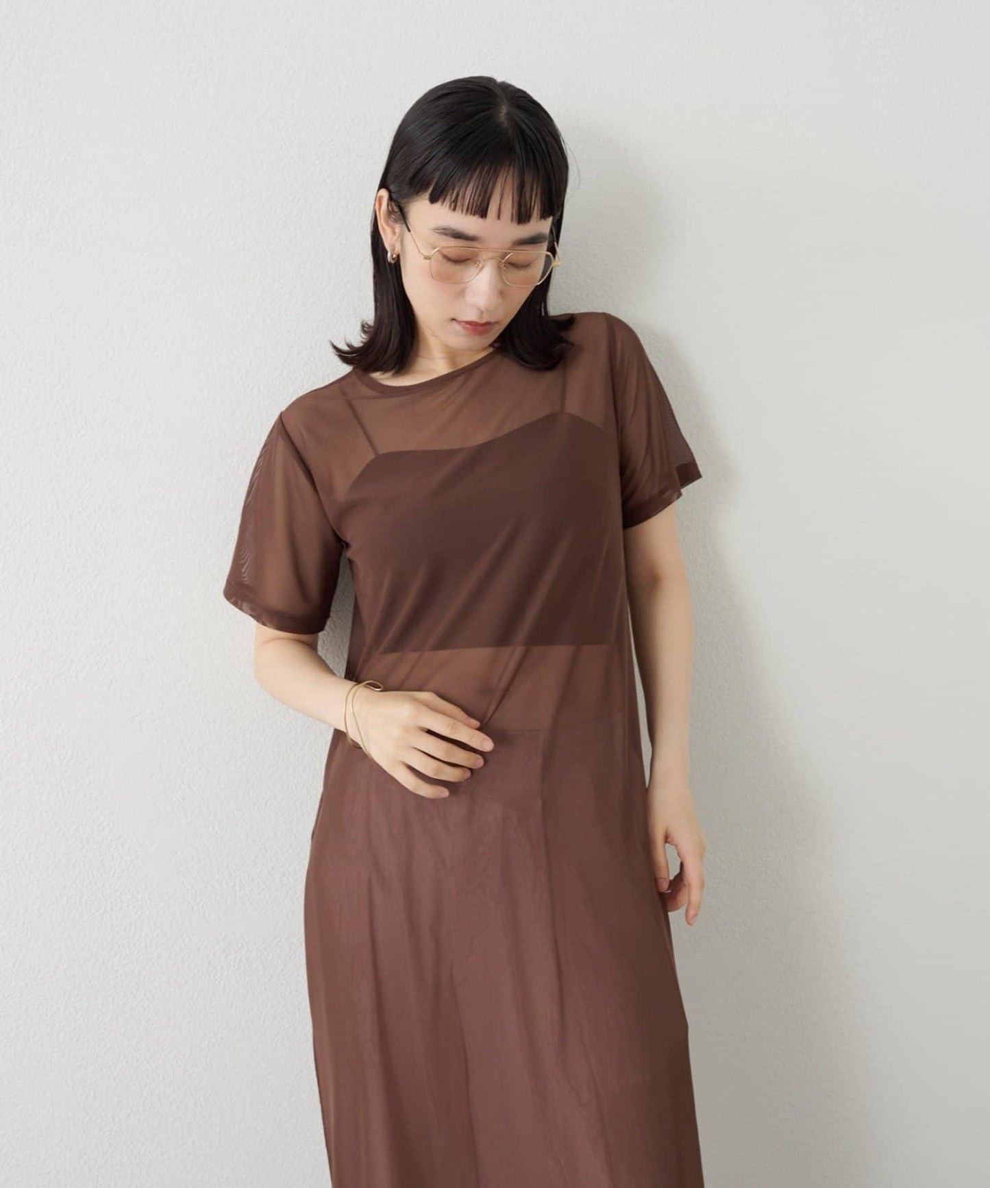 Omekashi 短袖網紗連衣裙