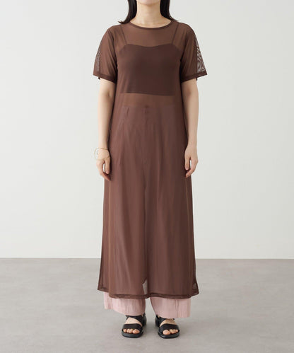 Omekashi 短袖網紗連衣裙