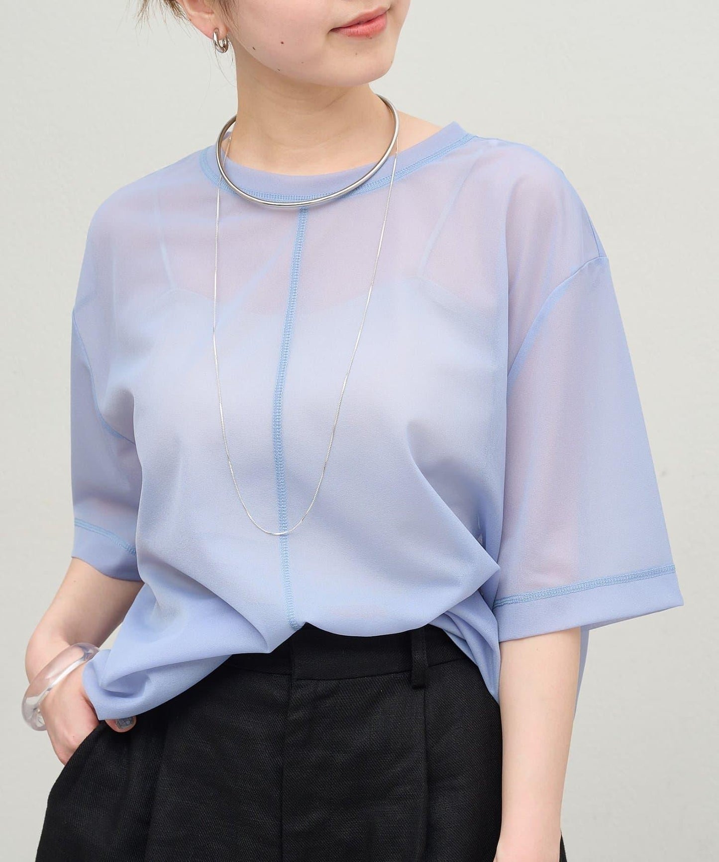 Omekashi 透膚剪裁套頭上衣