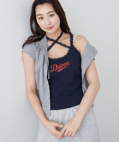 蕾絲Logo帶胸墊疊穿吊帶背心