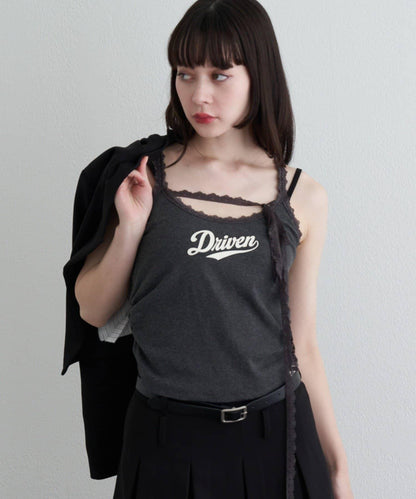 蕾絲Logo帶胸墊疊穿吊帶背心