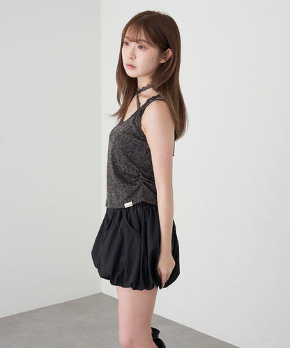 豹紋胸墊 蕾絲Logo疊穿 吊帶背心