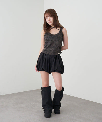 豹紋胸墊 蕾絲Logo疊穿 吊帶背心