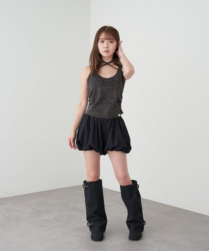 豹紋胸墊 蕾絲Logo疊穿 吊帶背心