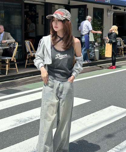 蕾絲Logo帶胸墊疊穿吊帶背心