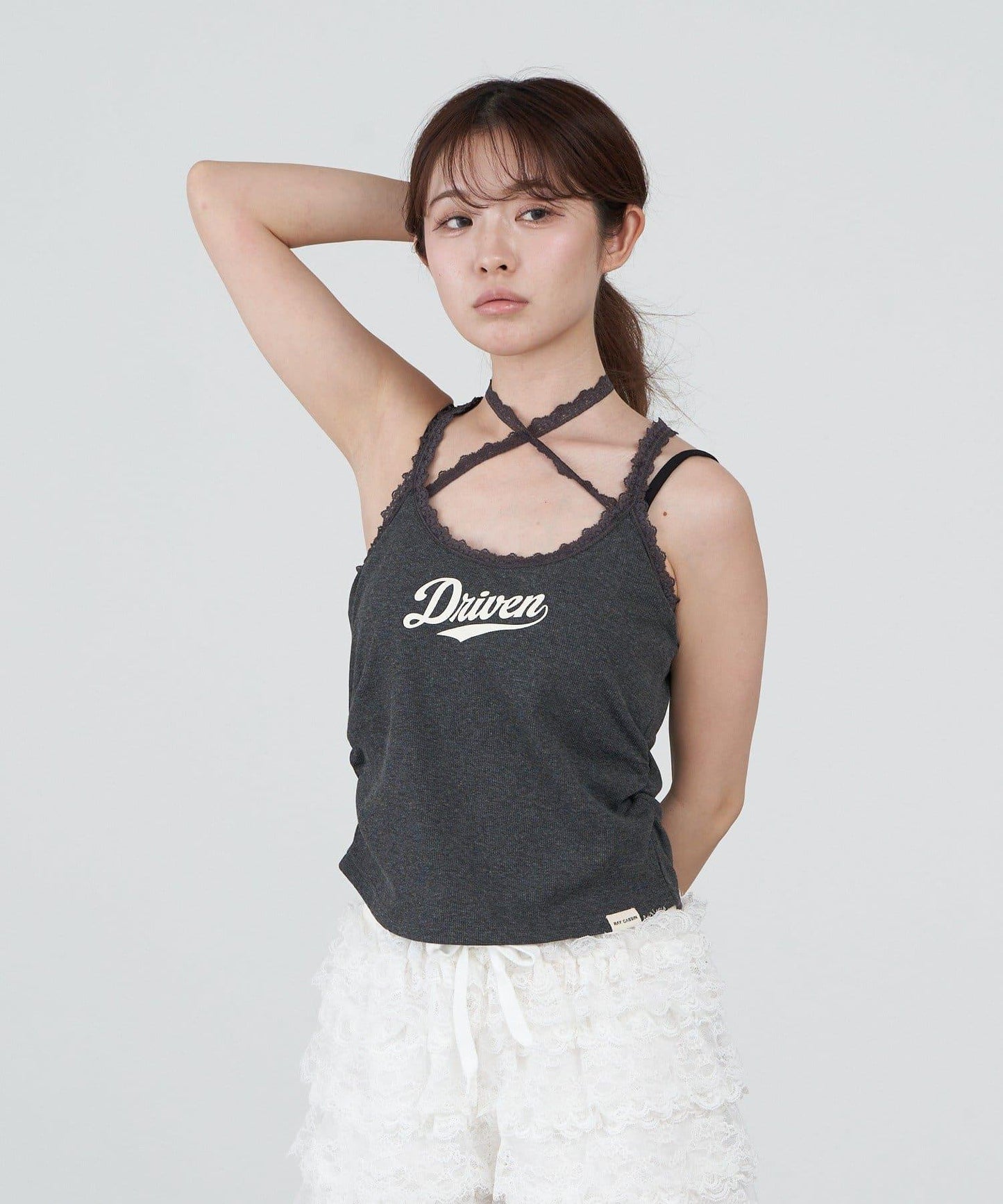 蕾絲Logo帶胸墊疊穿吊帶背心