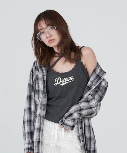 蕾絲Logo帶胸墊疊穿吊帶背心