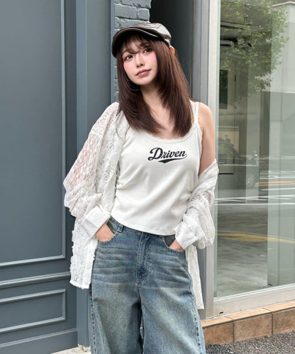 蕾絲Logo帶胸墊疊穿吊帶背心