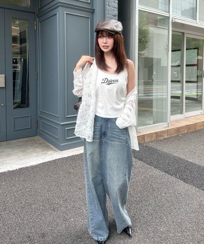 蕾絲Logo帶胸墊疊穿吊帶背心