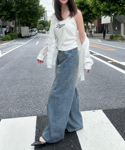 蕾絲Logo帶胸墊疊穿吊帶背心