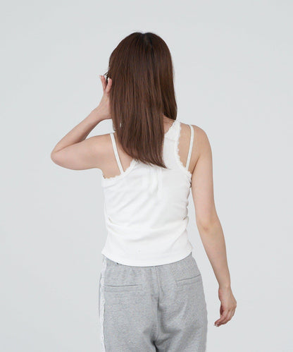 蕾絲Logo帶胸墊疊穿吊帶背心