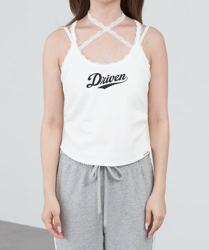 蕾絲Logo帶胸墊疊穿吊帶背心