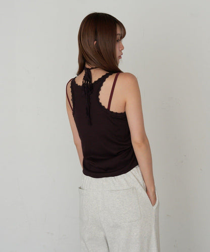 蕾絲Logo帶胸墊疊穿吊帶背心