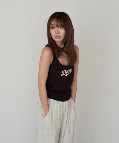 蕾絲Logo帶胸墊疊穿吊帶背心