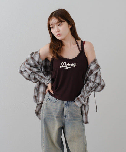 蕾絲Logo帶胸墊疊穿吊帶背心