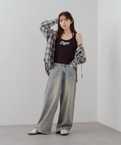 蕾絲Logo帶胸墊疊穿吊帶背心