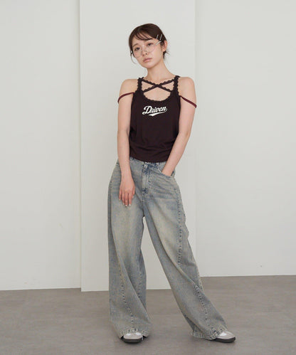 蕾絲Logo帶胸墊疊穿吊帶背心