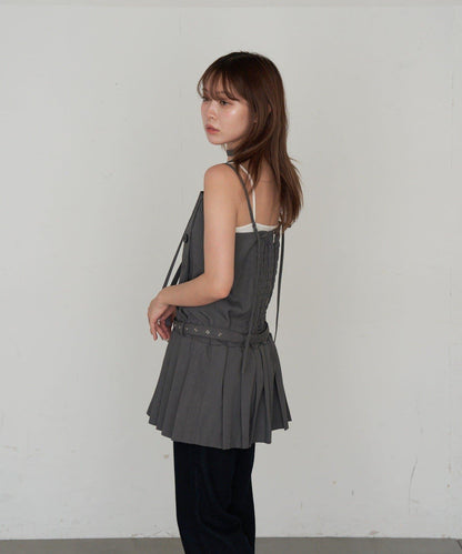 RAY CASSIN 按扣設計 百褶 吊帶迷你連衣裙