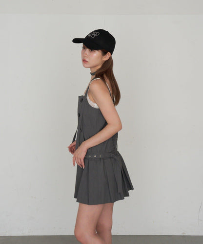 RAY CASSIN 按扣設計 百褶 吊帶迷你連衣裙