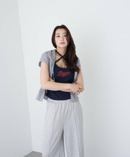 蕾絲Logo帶胸墊疊穿吊帶背心