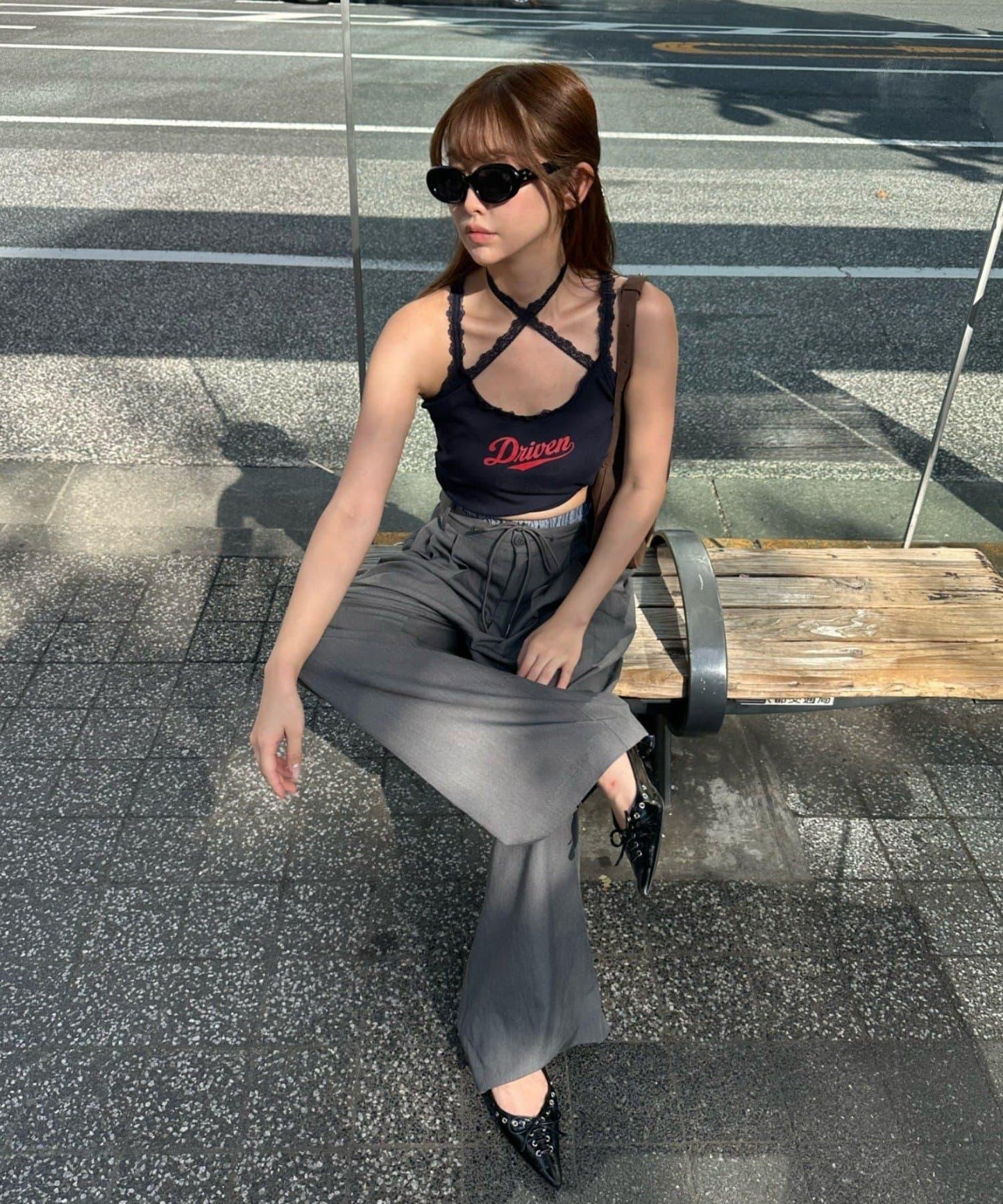 蕾絲Logo帶胸墊疊穿吊帶背心