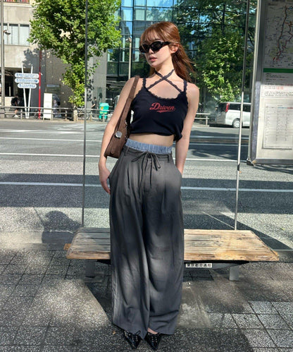 蕾絲Logo帶胸墊疊穿吊帶背心