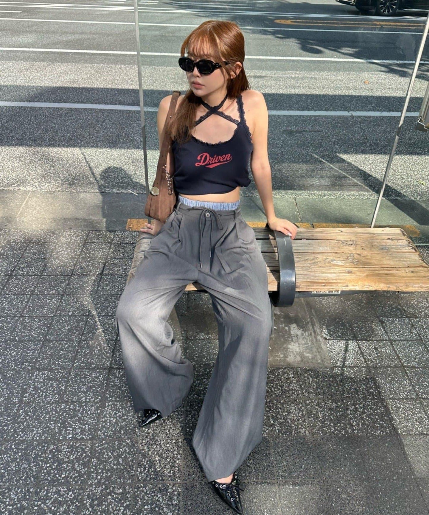 蕾絲Logo帶胸墊疊穿吊帶背心