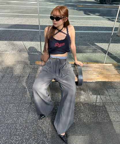 蕾絲Logo帶胸墊疊穿吊帶背心