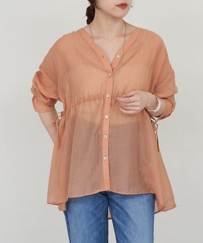 SHENERY 輕透荷葉下襬上衣