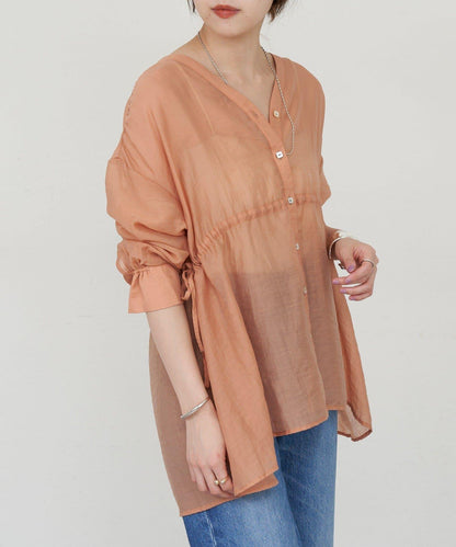 SHENERY 輕透荷葉下襬上衣