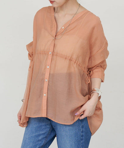 SHENERY 輕透荷葉下襬上衣